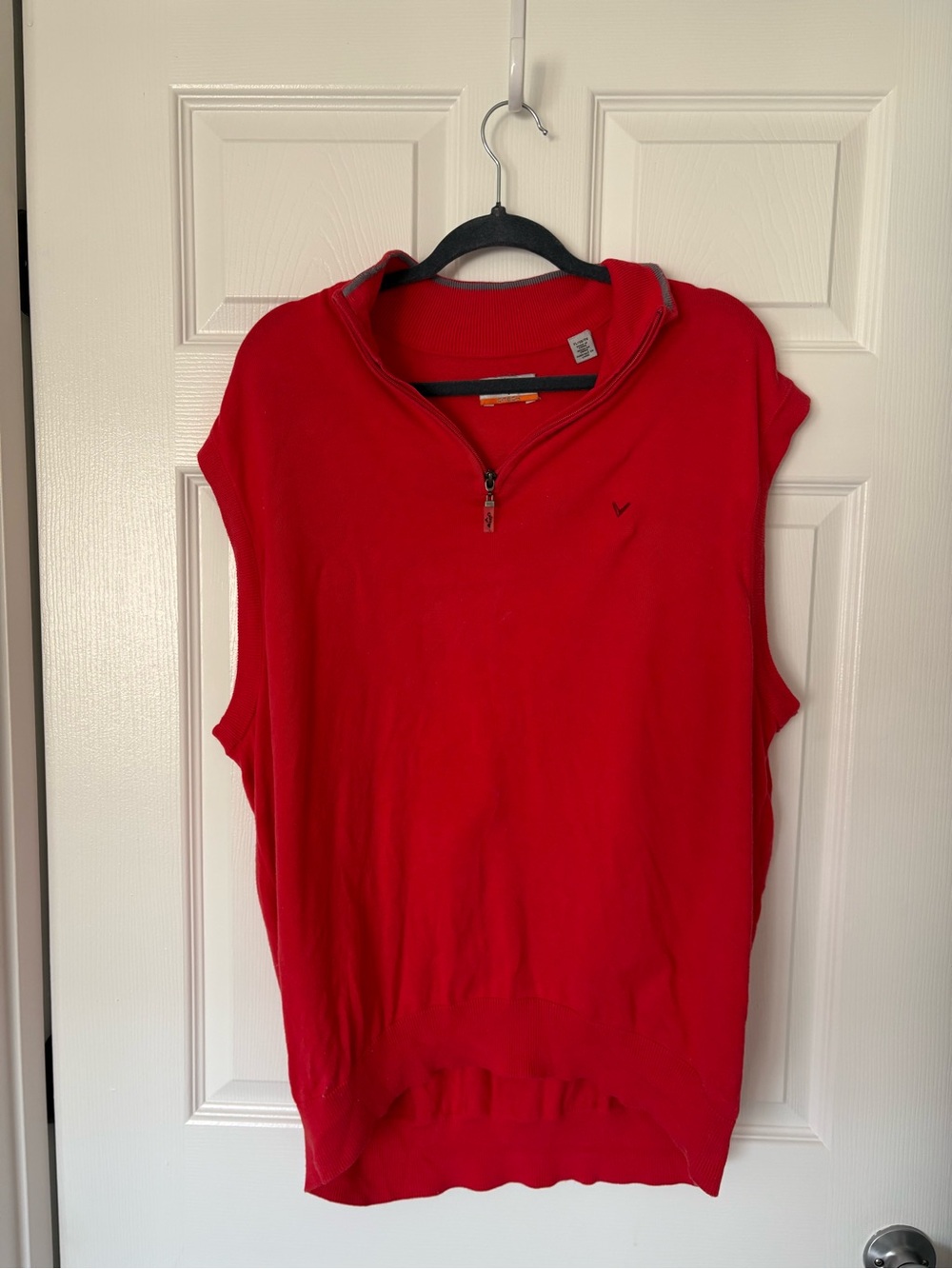 Callaway C-Tech Red Sleeveless 1/4 Zip Golf Sweater Vest Men’s XL 100% Cotton